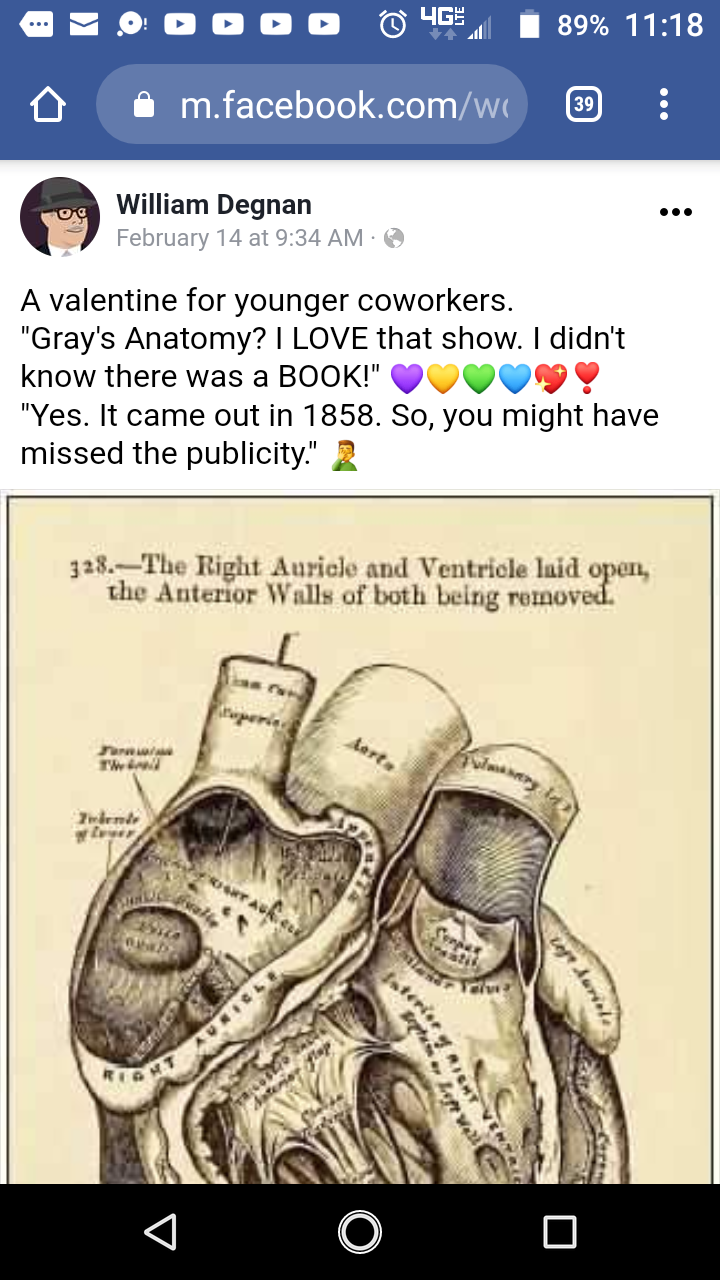 FB post of Grey's Anatomy. Co-worker didn't know there was a book.